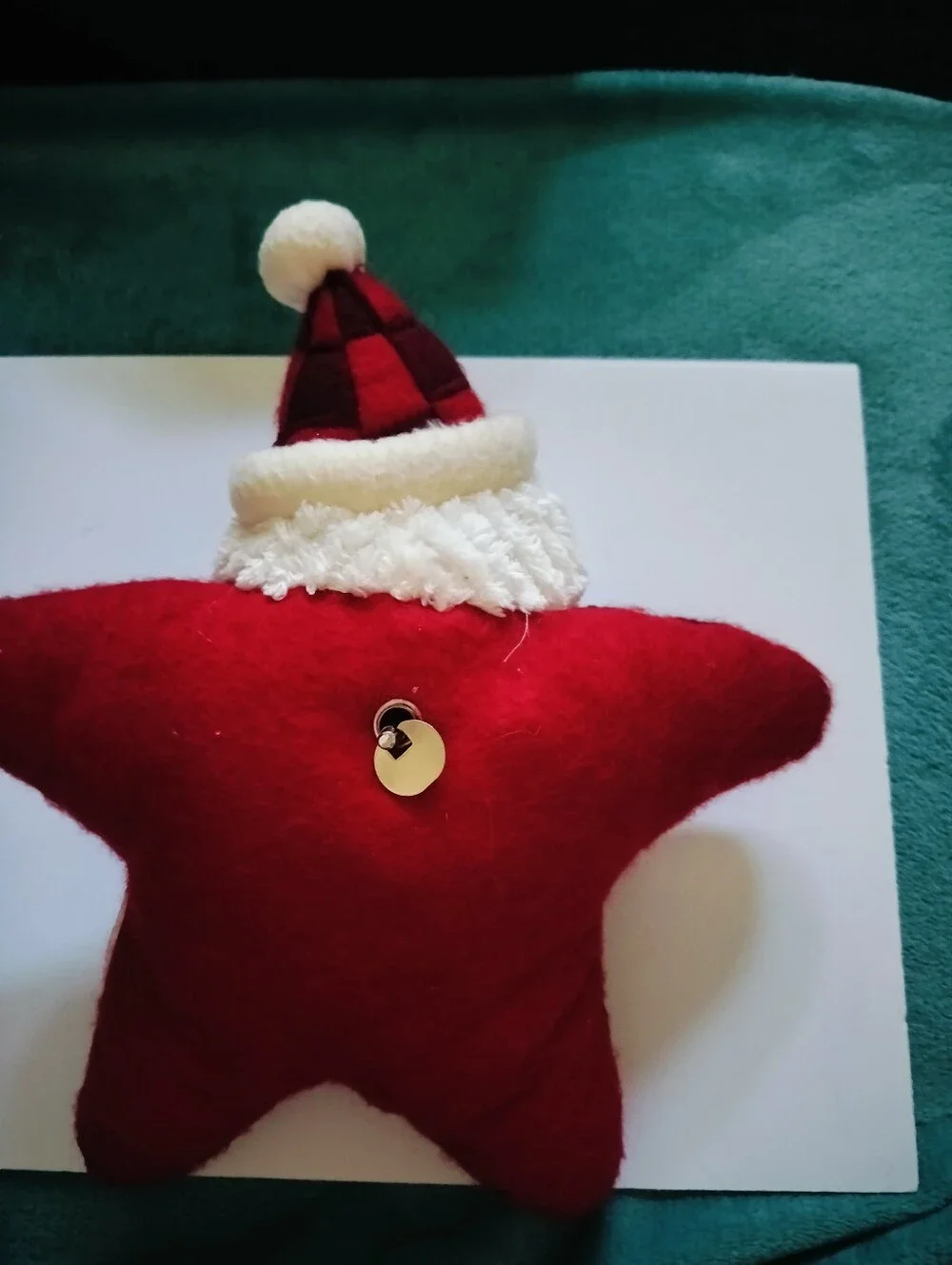Buffalo Plaid Star Wind-Up Musical Santa Claus Holiday Christmas Plush Decor